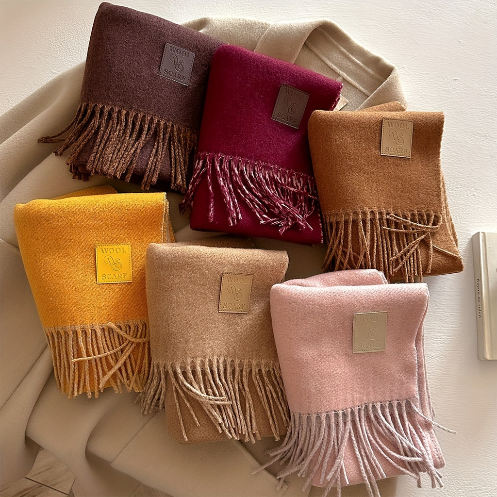 1pc Fringe Scarf, 12.99x72.83inch Slim Elegant Size, Camel Turmeric Pink Brown Maroon Burgundy Six Colors Available, Double-Sided Soft Skin-Friendly Warm, Fringe Trim Dynamic Fashion, Essential for Ins-Style European and American Street Photography