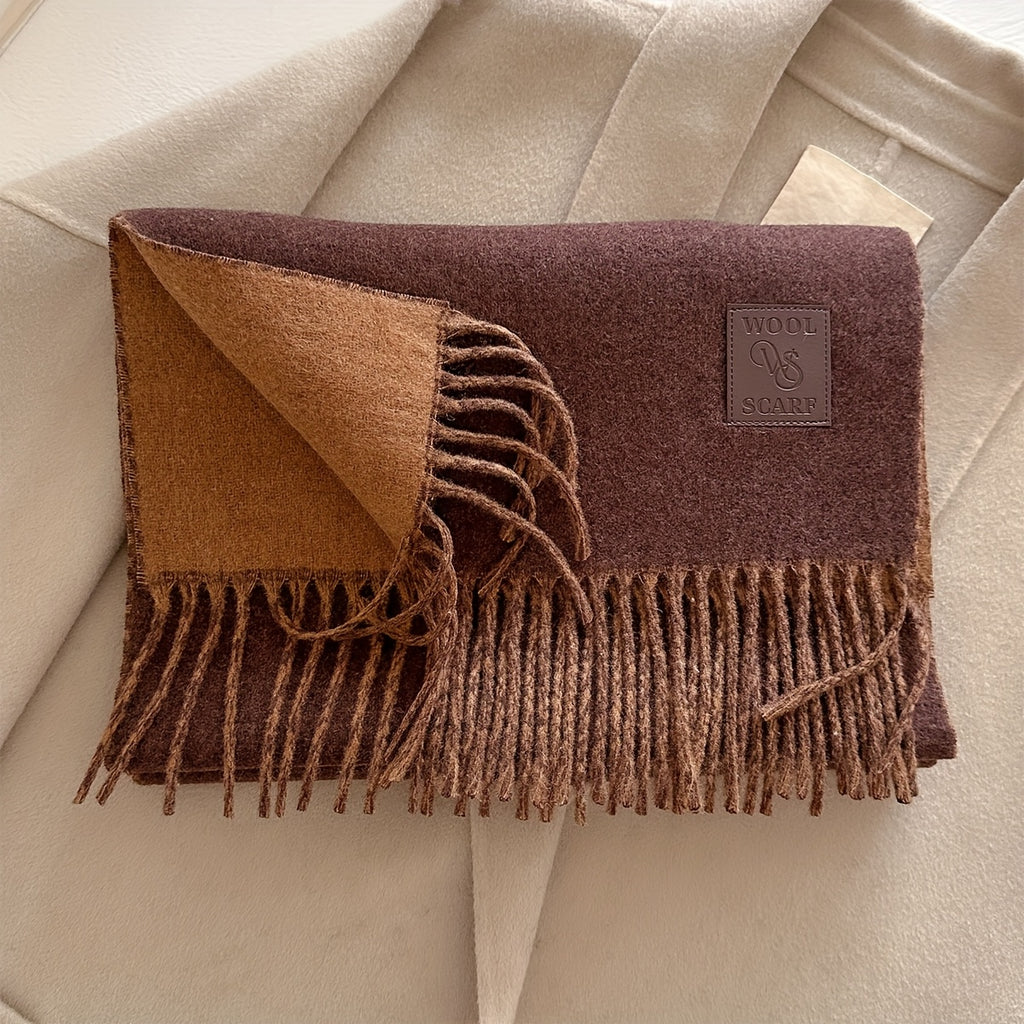 1pc Fringe Scarf, 12.99x72.83inch Slim Elegant Size, Camel Turmeric Pink Brown Maroon Burgundy Six Colors Available, Double-Sided Soft Skin-Friendly Warm, Fringe Trim Dynamic Fashion, Essential for Ins-Style European and American Street Photography