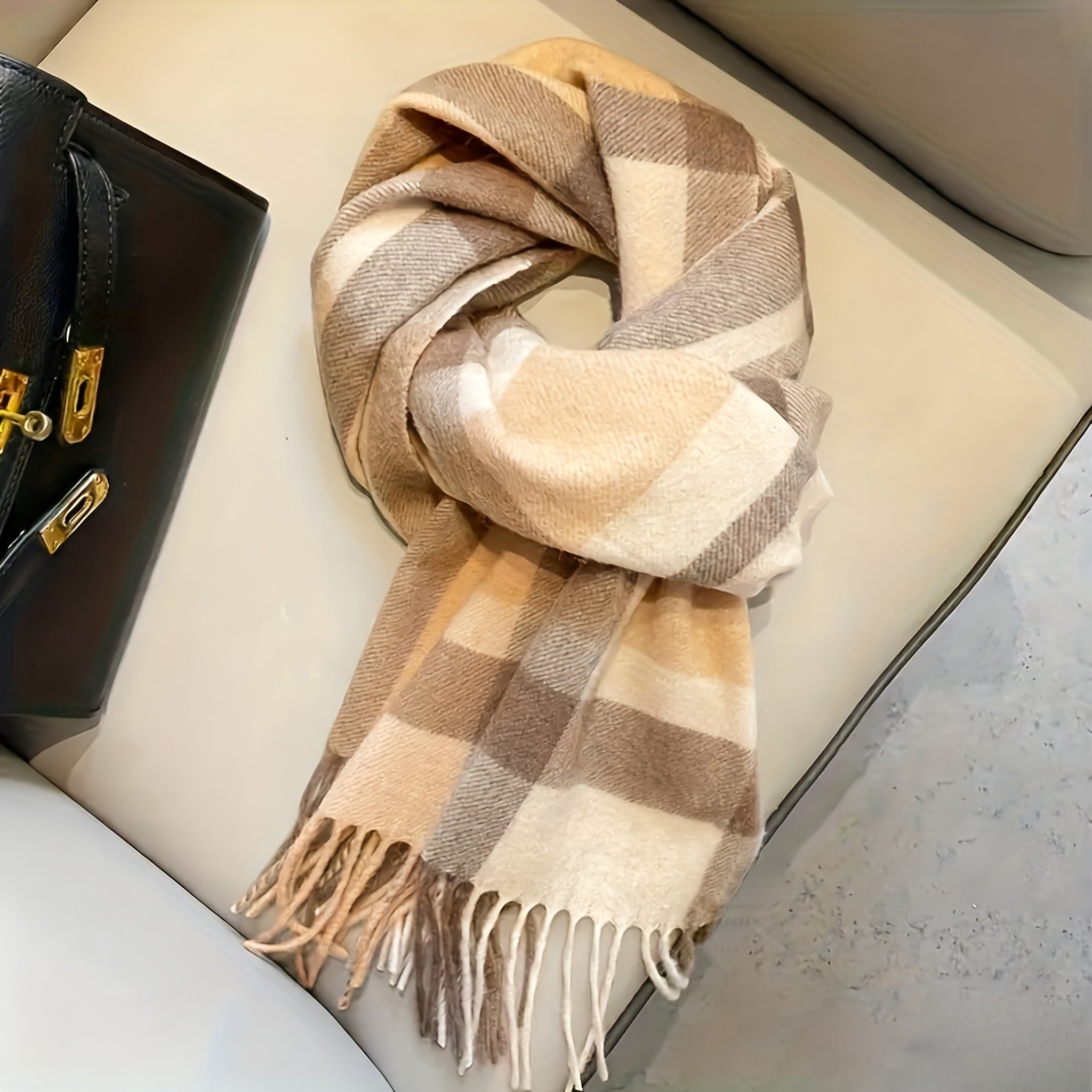 Classic British Australian Wool Wool Scarf | Vintage Striped Unisex Winter Warm Scarf, Extra-Large Length, Tassel Edges, Soft Texture, Windproof, Ideal for Outdoor, Hand Wash Only