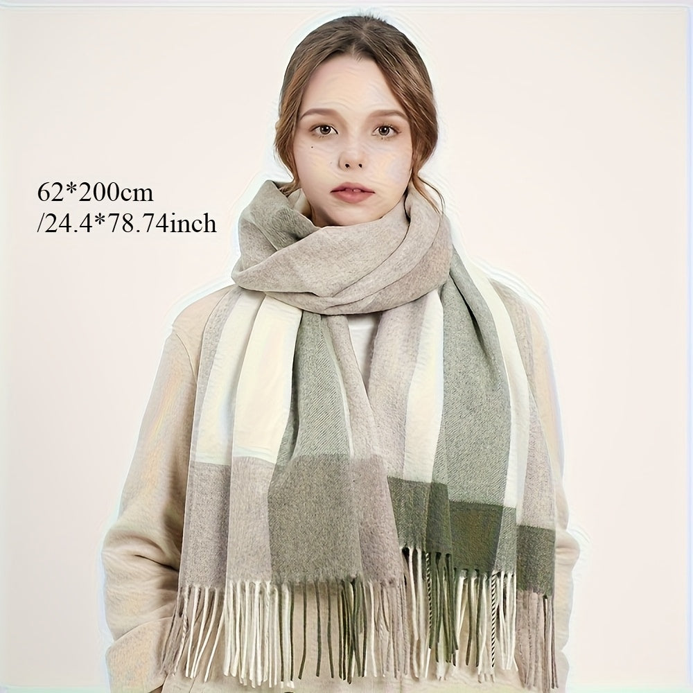 Classic British Australian Wool Wool Scarf | Vintage Striped Unisex Winter Warm Scarf, Extra-Large Length, Tassel Edges, Soft Texture, Windproof, Ideal for Outdoor, Hand Wash Only