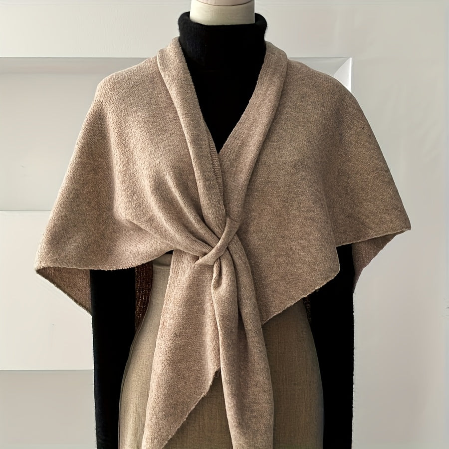 New Style Women's Wool-Blend Triangle Large Shawl Scarf, Thickened Wrap for Outer Wear, Warm Shoulder-Covering Accessory