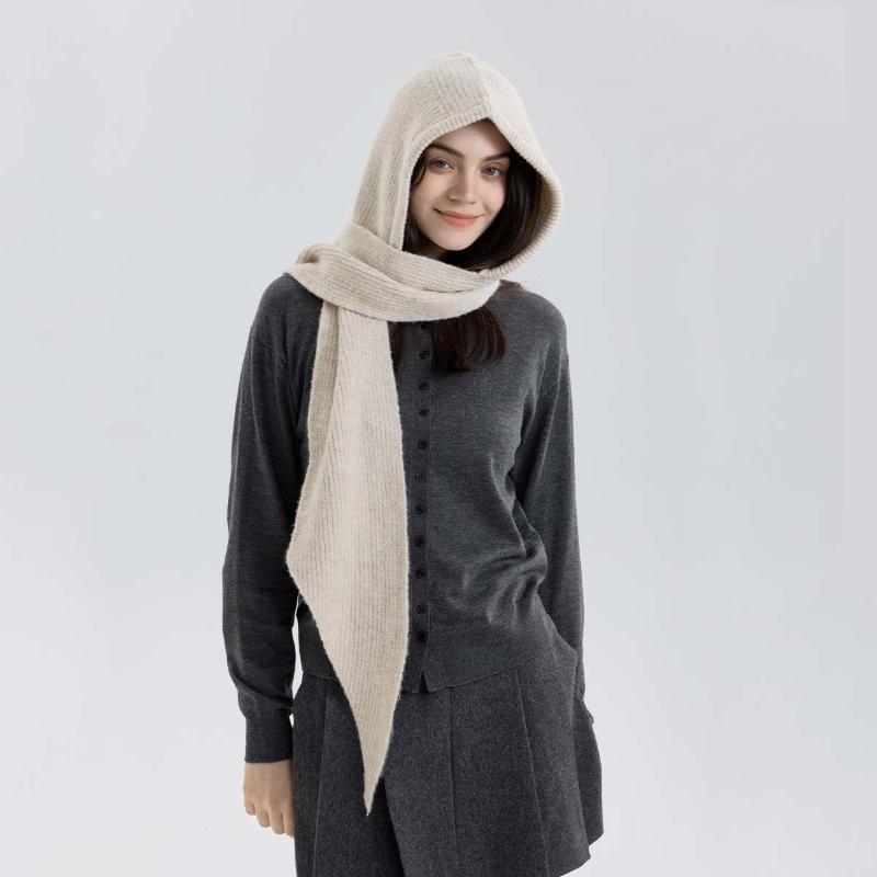 1pc Retro Scarf with Hood | Warm & Cozy Neck Warmer for Women | Winter Outdoor\u002FSkiing\u002FCasual Wear | Holiday Season Gift | Elegant Triangle Scarf