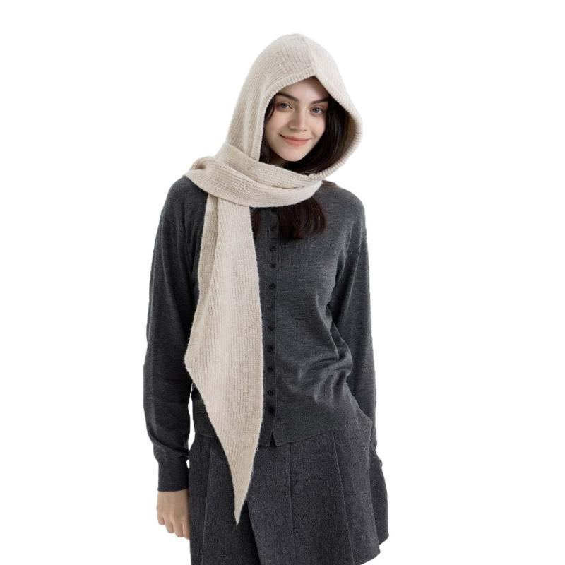 1pc Retro Scarf with Hood | Warm & Cozy Neck Warmer for Women | Winter Outdoor\u002FSkiing\u002FCasual Wear | Holiday Season Gift | Elegant Triangle Scarf