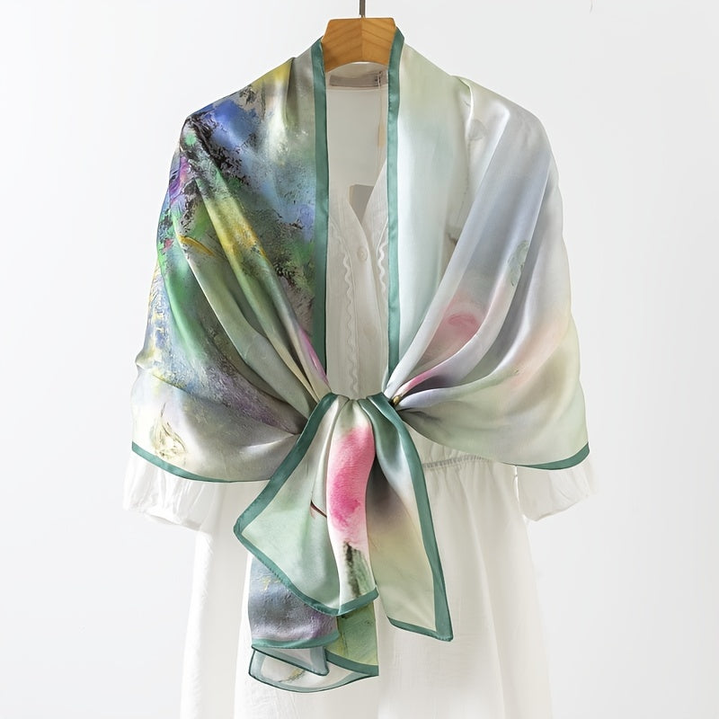 Soft silk scarf for women Elegant 100% Silk Scarf 1pc - Vintage Chinese Ink Painting, 67.7\