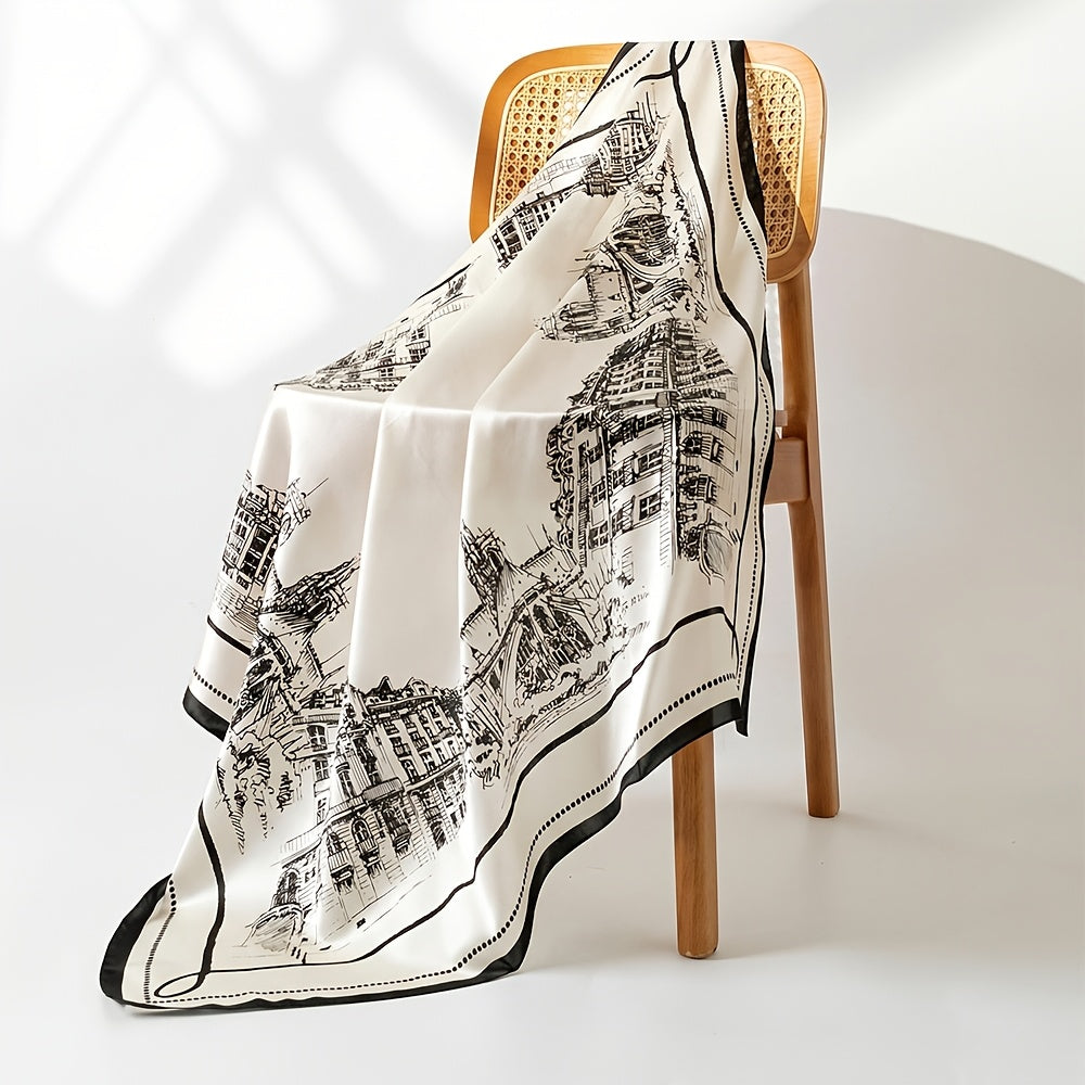 34.65-Inch Large Women's Silk Scarf, 100% Mulberry Silk, Fashionable Square Scarf, Soft and Highly Breathable, Suitable for Matching Various Clothes and Bags, Can Also Be Used as a Shawl or Headscarf, All-Season Use, Premium Timeless