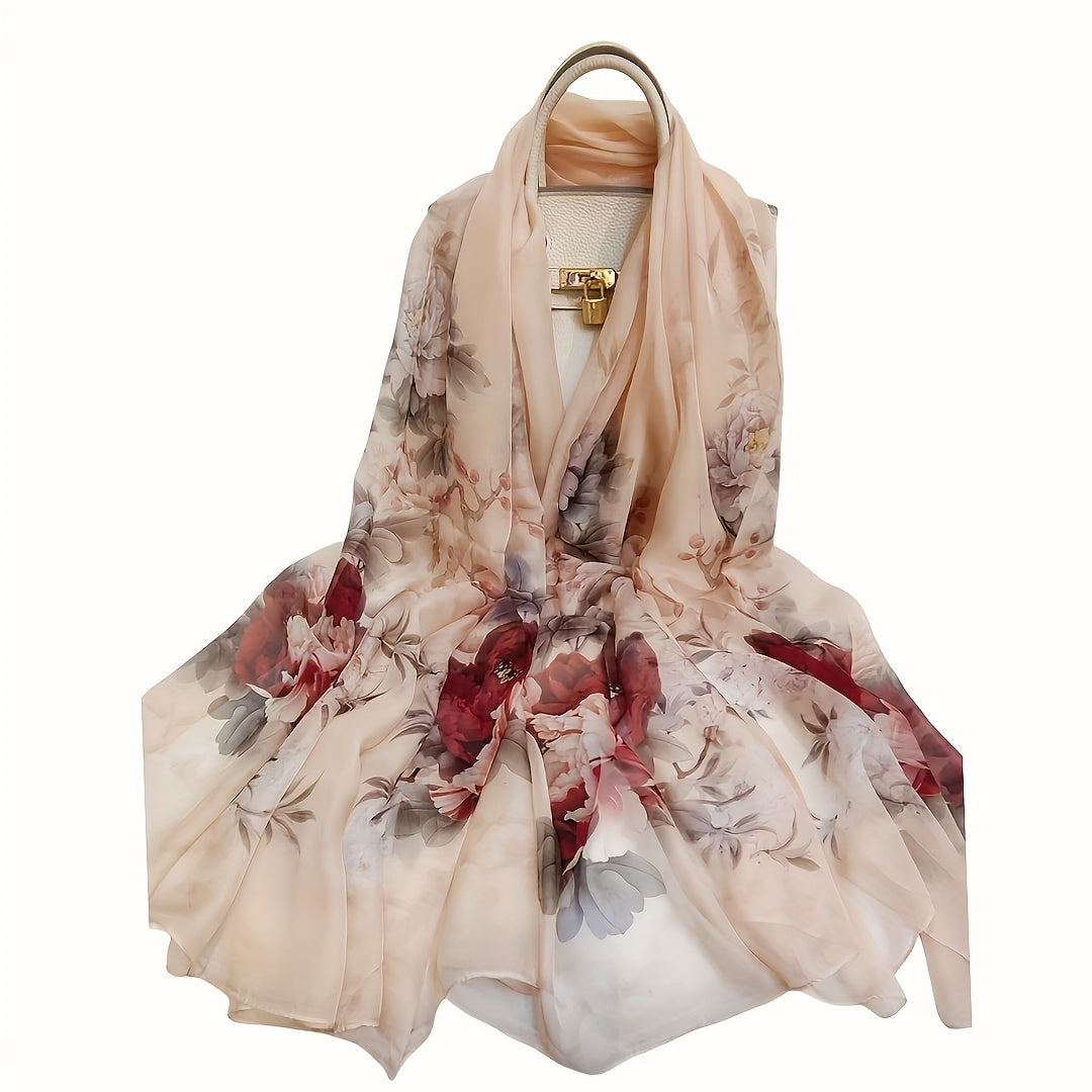 100% Mulberry Silk Scarf Colorful Ginkgo Leaves Print Versatile Fashionable Shawl for Women Lightweight and Stylish, Perfect Gift