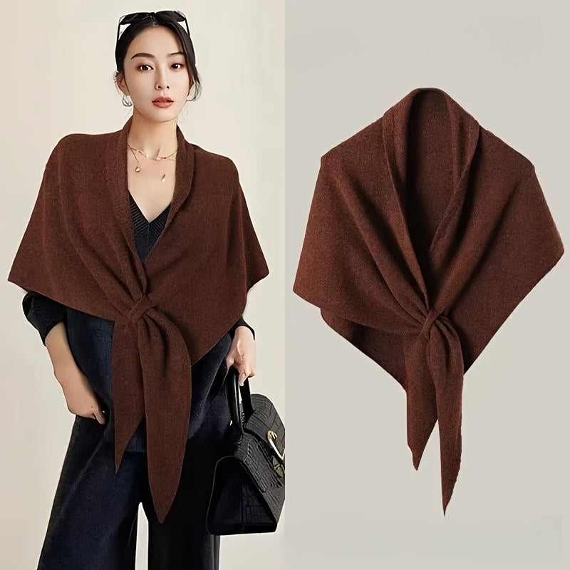 New Style Women's Wool-Blend Triangle Large Shawl Scarf, Thickened Wrap for Outer Wear, Warm Shoulder-Covering Accessory