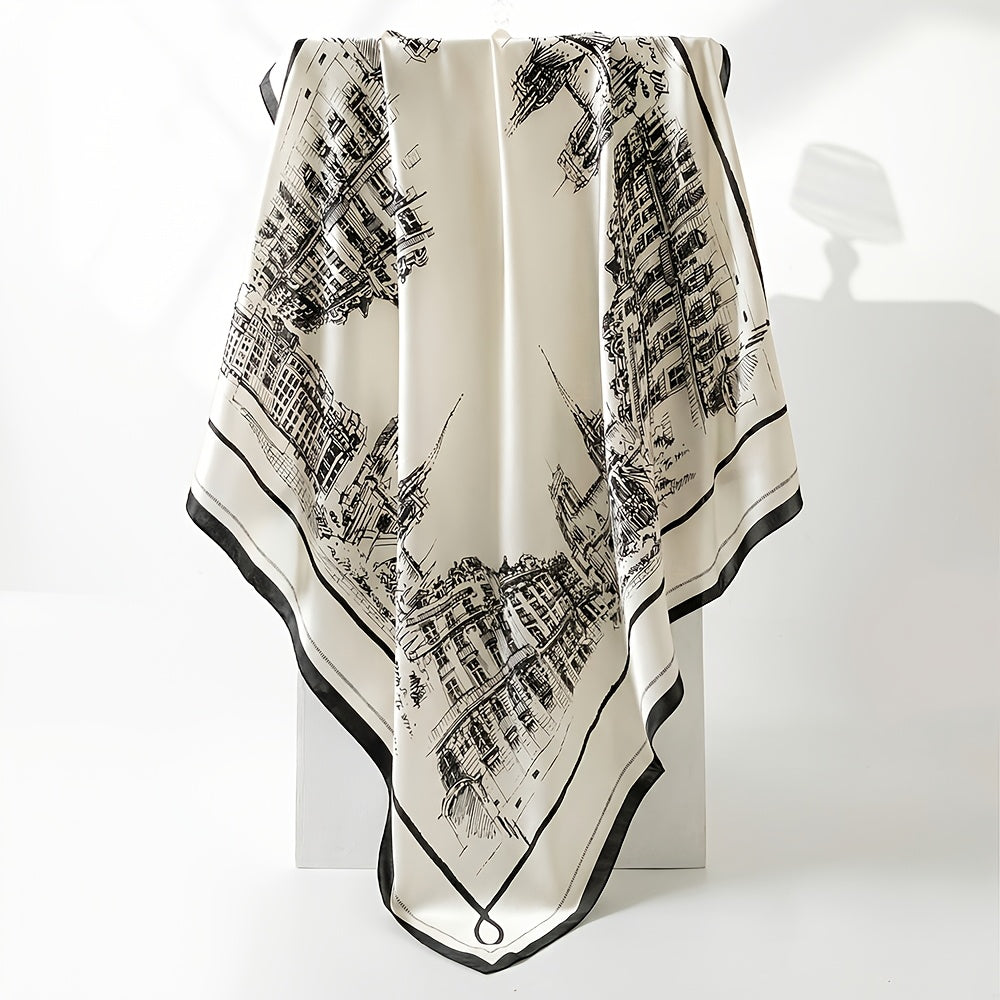 34.65-Inch Large Women's Silk Scarf, 100% Mulberry Silk, Fashionable Square Scarf, Soft and Highly Breathable, Suitable for Matching Various Clothes and Bags, Can Also Be Used as a Shawl or Headscarf, All-Season Use, Premium Timeless