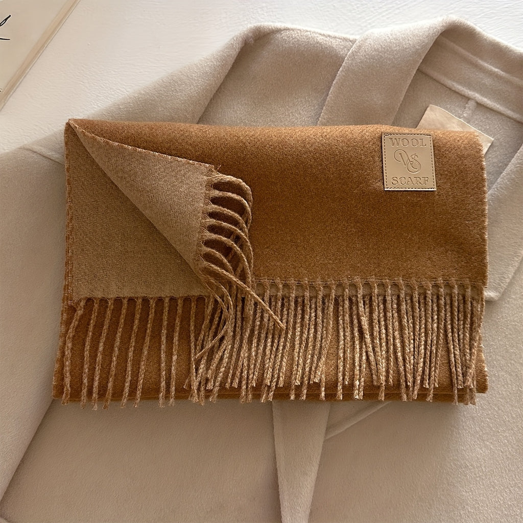 1pc Fringe Scarf, 12.99x72.83inch Slim Elegant Size, Camel Turmeric Pink Brown Maroon Burgundy Six Colors Available, Double-Sided Soft Skin-Friendly Warm, Fringe Trim Dynamic Fashion, Essential for Ins-Style European and American Street Photography