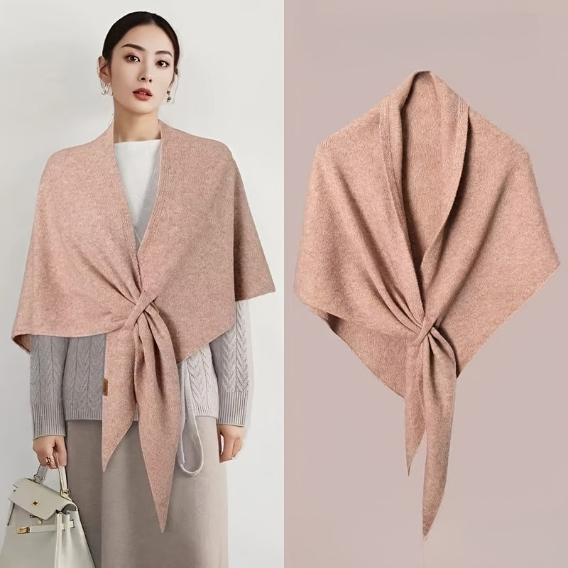 New Style Women's Wool-Blend Triangle Large Shawl Scarf, Thickened Wrap for Outer Wear, Warm Shoulder-Covering Accessory