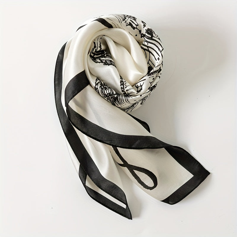 34.65-Inch Large Women's Silk Scarf, 100% Mulberry Silk, Fashionable Square Scarf, Soft and Highly Breathable, Suitable for Matching Various Clothes and Bags, Can Also Be Used as a Shawl or Headscarf, All-Season Use, Premium Timeless