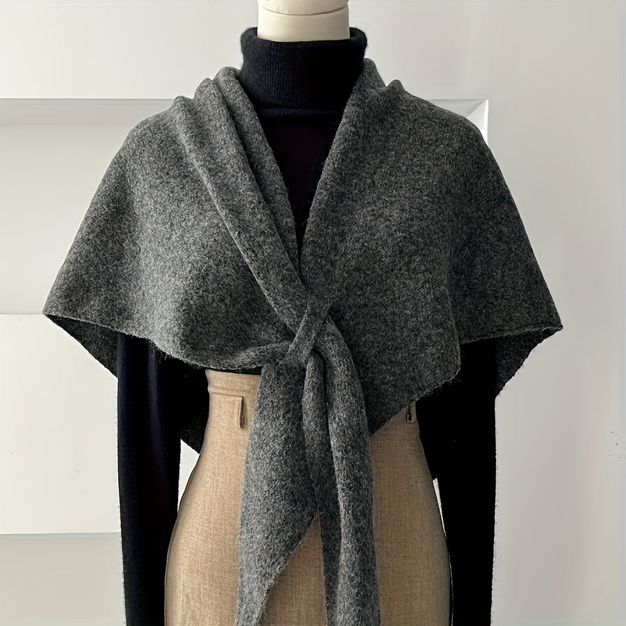 New Style Women's Wool-Blend Triangle Large Shawl Scarf, Thickened Wrap for Outer Wear, Warm Shoulder-Covering Accessory