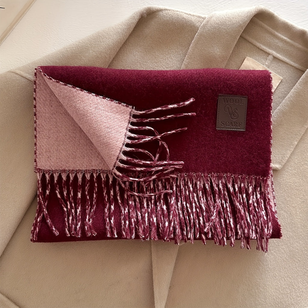 1pc Fringe Scarf, 12.99x72.83inch Slim Elegant Size, Camel Turmeric Pink Brown Maroon Burgundy Six Colors Available, Double-Sided Soft Skin-Friendly Warm, Fringe Trim Dynamic Fashion, Essential for Ins-Style European and American Street Photography