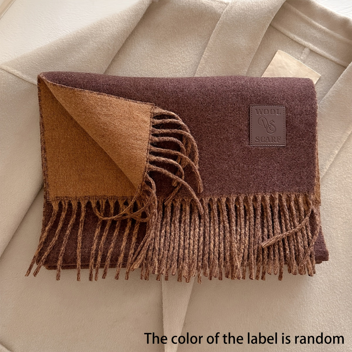 1pc Fringe Scarf, 12.99x72.83inch Slim Elegant Size, Camel Turmeric Pink Brown Maroon Burgundy Six Colors Available, Double-Sided Soft Skin-Friendly Warm, Fringe Trim Dynamic Fashion, Essential for Ins-Style European and American Street Photography