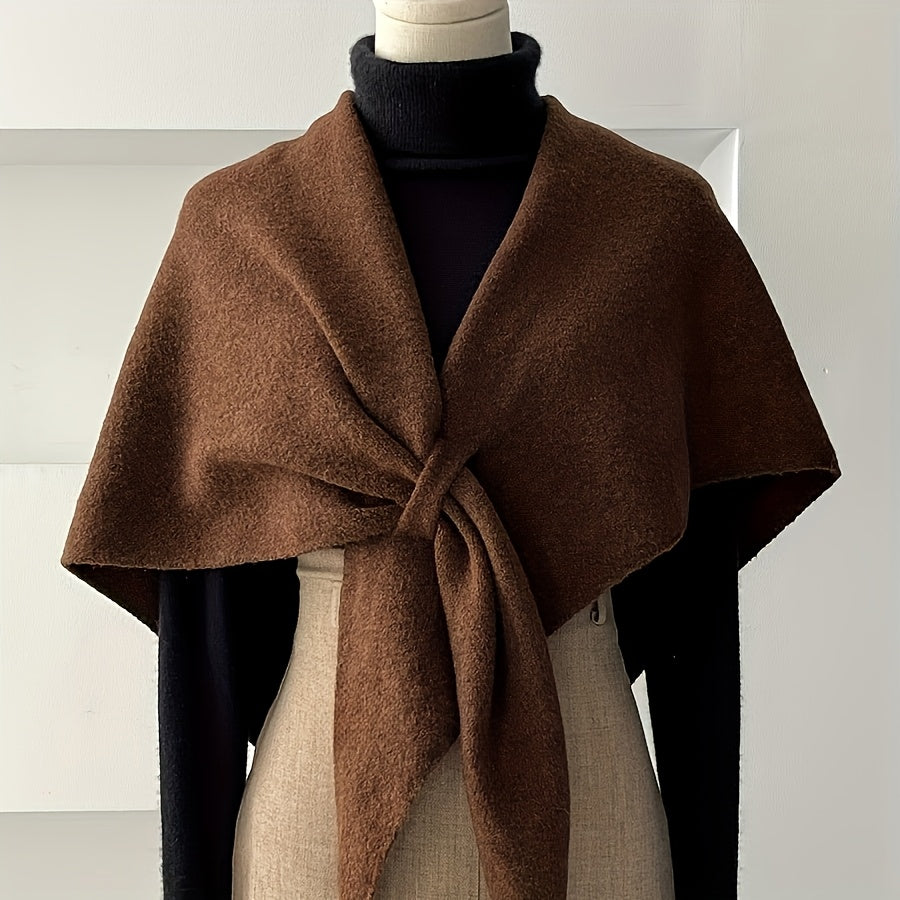 New Style Women's Wool-Blend Triangle Large Shawl Scarf, Thickened Wrap for Outer Wear, Warm Shoulder-Covering Accessory