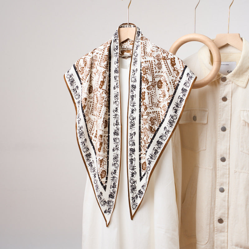 Trendy Luxury Triangular Scarf, Vintage-Style Windbreaker Curtain Waist Tie, Stylish Faux Wrap, Ladies' Triangular Shawl