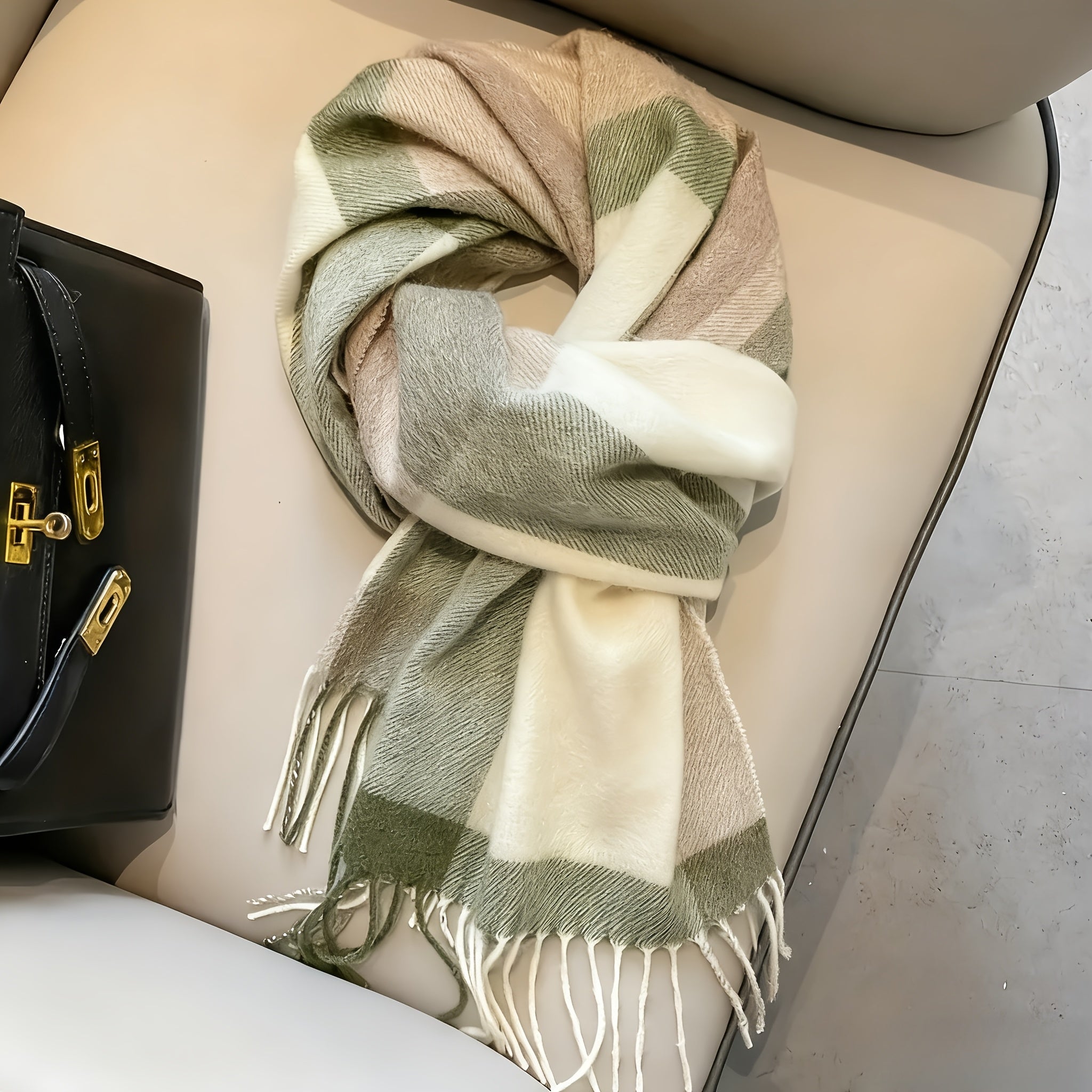 Classic British Australian Wool Wool Scarf | Vintage Striped Unisex Winter Warm Scarf, Extra-Large Length, Tassel Edges, Soft Texture, Windproof, Ideal for Outdoor, Hand Wash Only