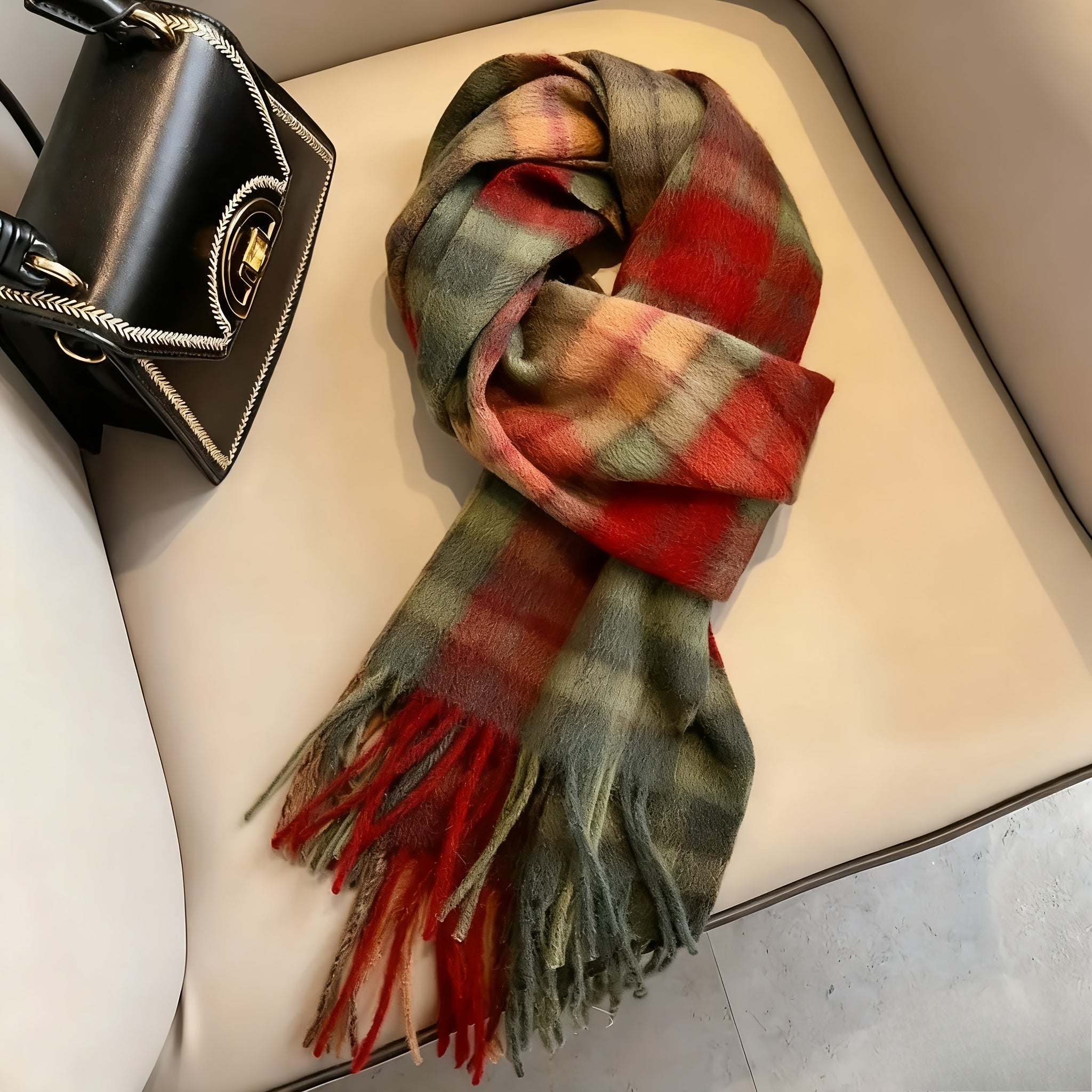 Classic British Australian Wool Wool Scarf | Vintage Striped Unisex Winter Warm Scarf, Extra-Large Length, Tassel Edges, Soft Texture, Windproof, Ideal for Outdoor, Hand Wash Only