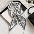 Scarf Korean Atmosphere Printing Double-layer Long Strip Diagonal Tied Bag Streamer Small Scarf Headscarf Headband Tied Hair