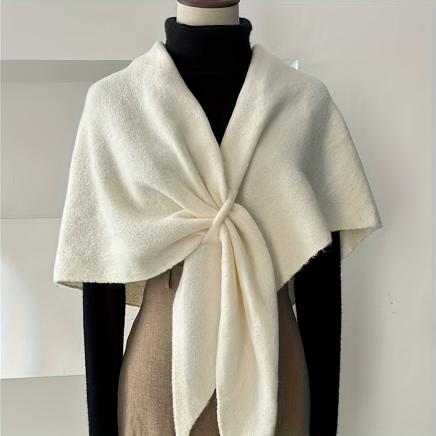 New Style Women's Wool-Blend Triangle Large Shawl Scarf, Thickened Wrap for Outer Wear, Warm Shoulder-Covering Accessory