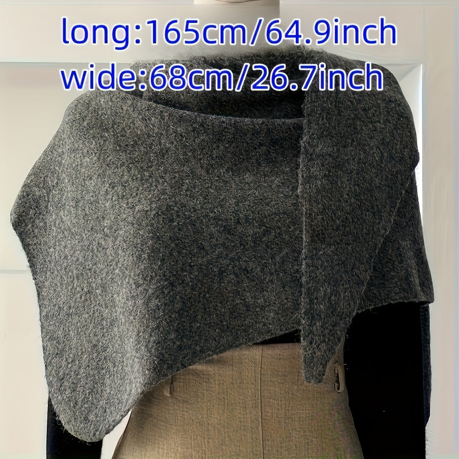 New Style Women's Wool-Blend Triangle Large Shawl Scarf, Thickened Wrap for Outer Wear, Warm Shoulder-Covering Accessory