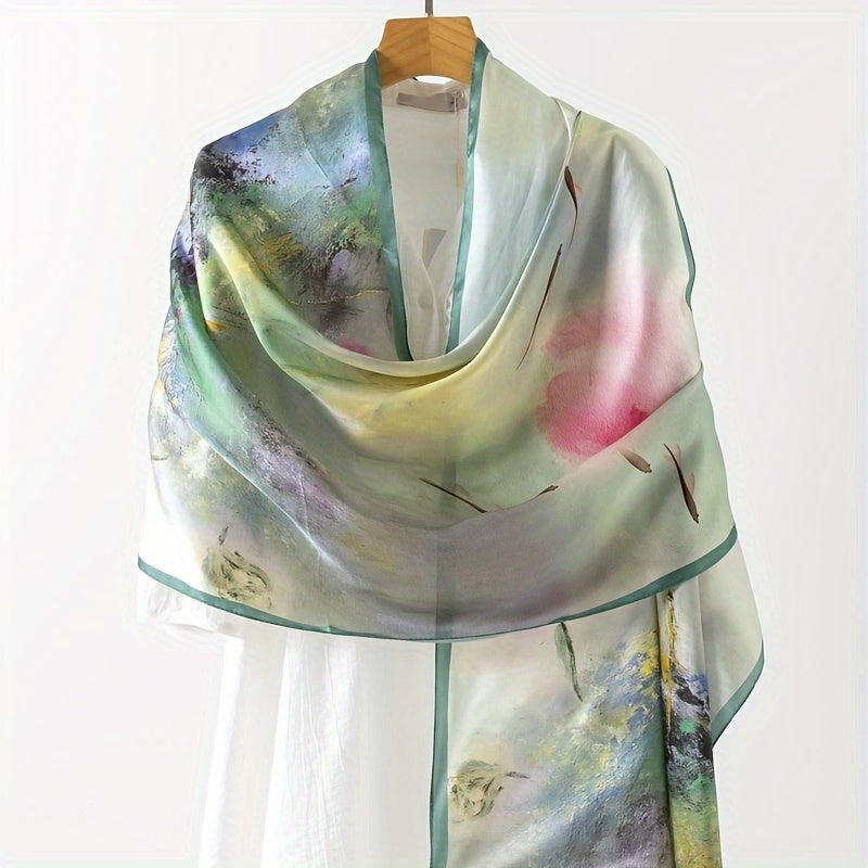 Soft silk scarf for women Elegant 100% Silk Scarf 1pc - Vintage Chinese Ink Painting, 67.7\