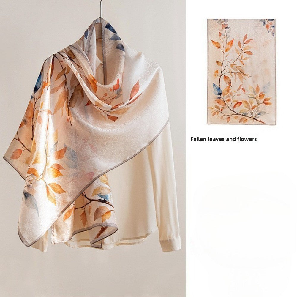 Women's Large Bohemian Shawl Scarf Suitable for - Silk-Spun & Warmth, Elegant Floral Jacquetta Scarves for Travel, Business or Valentine's Gift