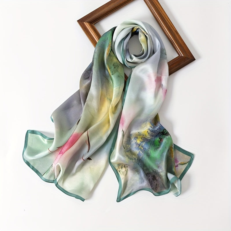 Soft silk scarf for women Elegant 100% Silk Scarf 1pc - Vintage Chinese Ink Painting, 67.7\