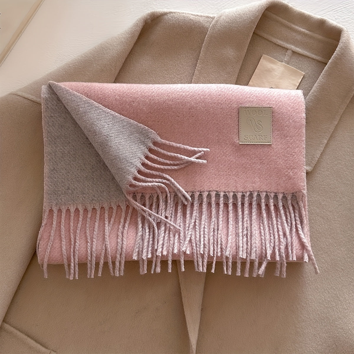 1pc Fringe Scarf, 12.99x72.83inch Slim Elegant Size, Camel Turmeric Pink Brown Maroon Burgundy Six Colors Available, Double-Sided Soft Skin-Friendly Warm, Fringe Trim Dynamic Fashion, Essential for Ins-Style European and American Street Photography