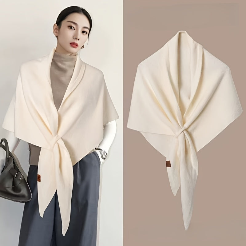New Style Women's Wool-Blend Triangle Large Shawl Scarf, Thickened Wrap for Outer Wear, Warm Shoulder-Covering Accessory