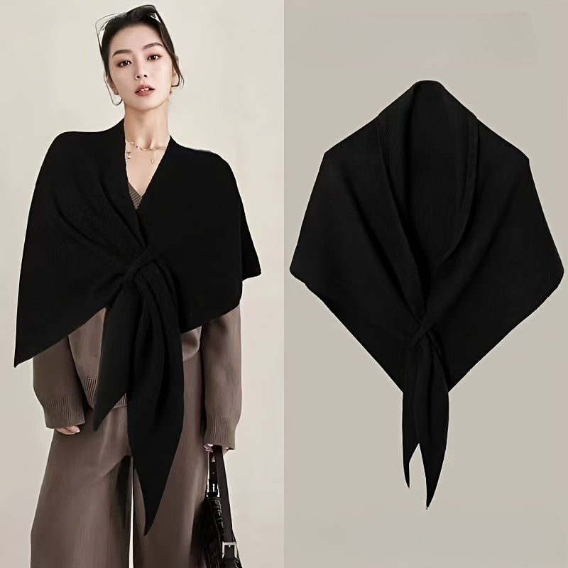 New Style Women's Wool-Blend Triangle Large Shawl Scarf, Thickened Wrap for Outer Wear, Warm Shoulder-Covering Accessory