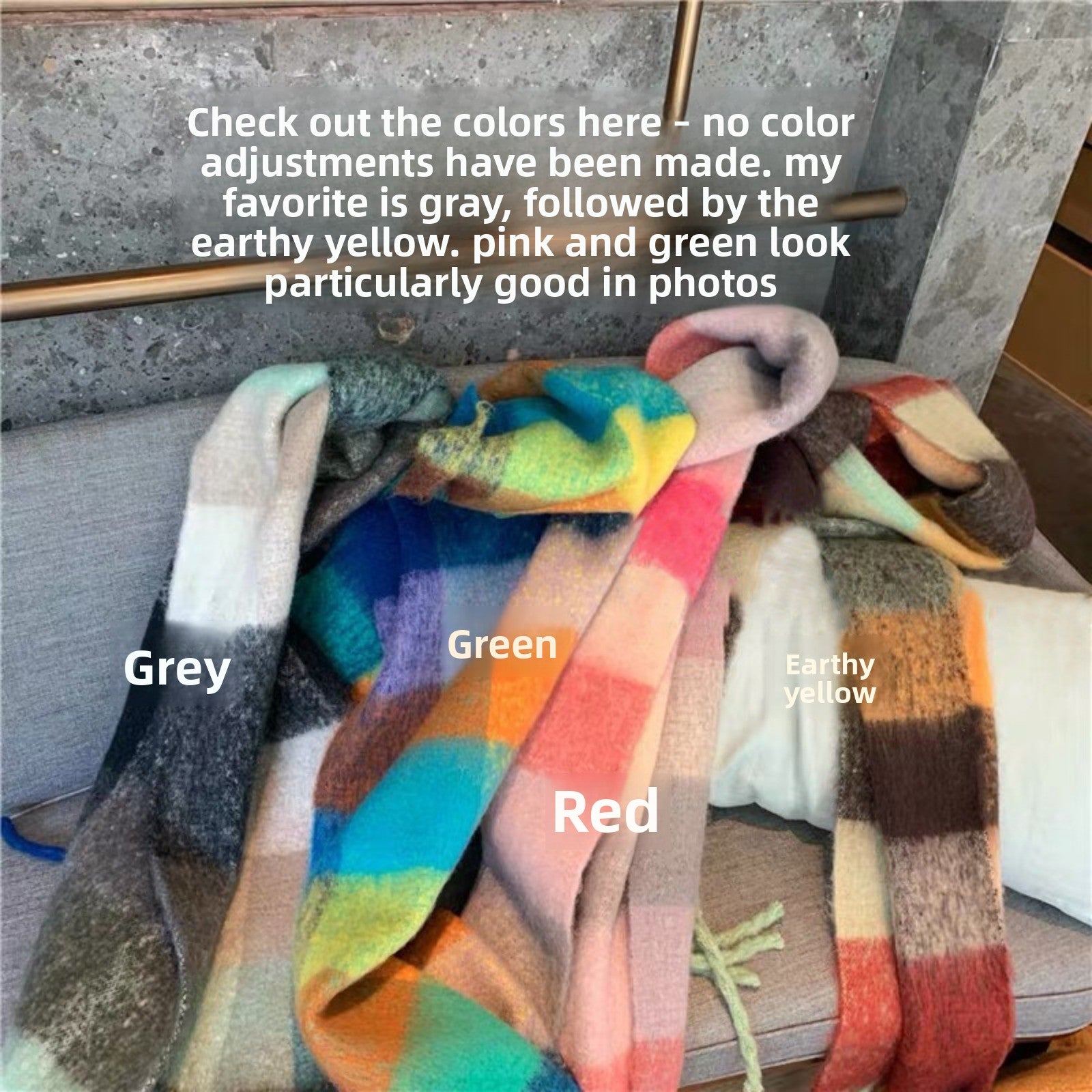 A Versatile Scarf for Women Featuring a Rainbow Plaid Design, Suitable for Autumn And Winter, That Can Be Used As a Shawl Or Neck Warmer, Providing Warmth And Thickness