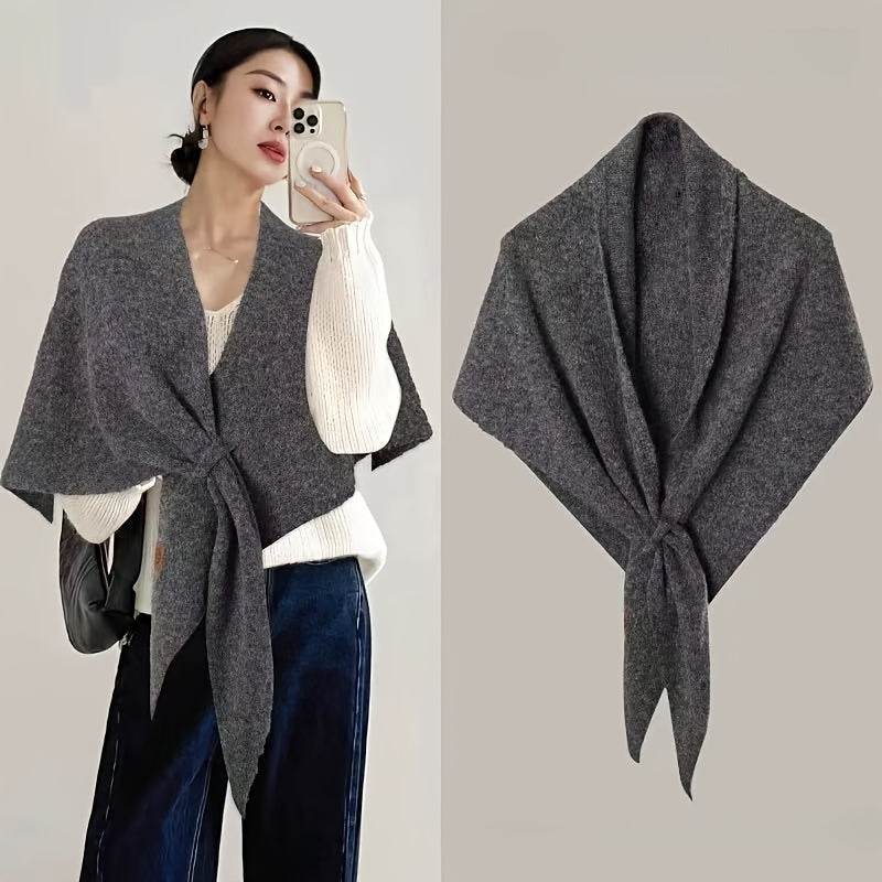 New Style Women's Wool-Blend Triangle Large Shawl Scarf, Thickened Wrap for Outer Wear, Warm Shoulder-Covering Accessory