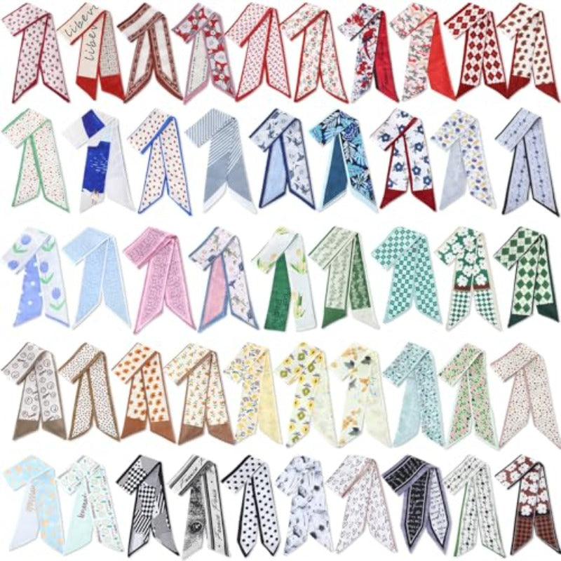 48pcs Bulk Purse Scarf Headband for Women Hair Purse Scarf Handbag Ribbon for Women Headband Neck Decorative Fashion Gifts, Hair Styling, Purse Decoration, Vintage Style, Chic Accessory, Durable Ribbon, Breathable Material, Multipurpose Scarf, Neck